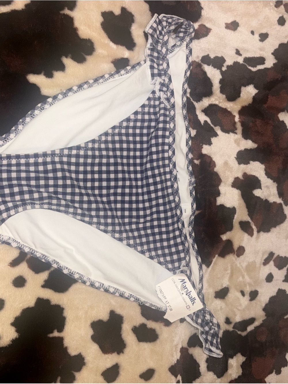 aerie Navy and White Gingham Tie-Side Bikini Bottoms